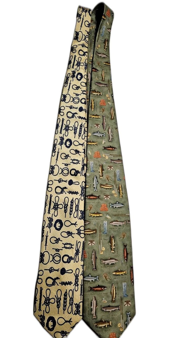 Men’s Silk Tie Lot Fishing Nautical Preppy ALVNN Geoffrey Beene Novelty - Picture 7 of 8